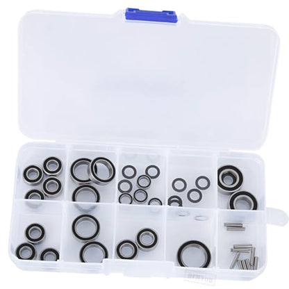 RC Bearings Kit Upgrades Part for 1/10 Slash 4X4/Stampede 4X4/Rustler 4×4/Telluride/Rally,Rubber Sealed Precision Ball Bearings,Black - color: Black - (1 Set)
