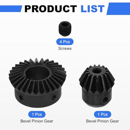 uxcell 2Pcs Tapered Bevel Gears Set, 1.5 Mod 1:2 (15T/30T) Harden Steel Straight Bevel Gear, 90 Degree Steering Motor Gears, (5/19mm Shaft Hole with Keyway) - size: 5/19mm