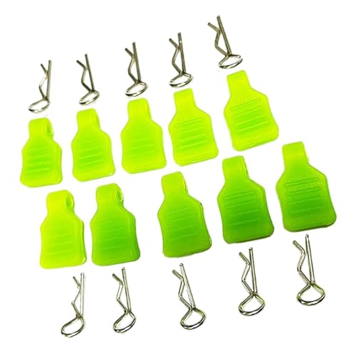 10/Set RC Body Clips R Pins with 10 Pull Tab for SCX24 1/24 1/18 Truck Crawler - color: Green