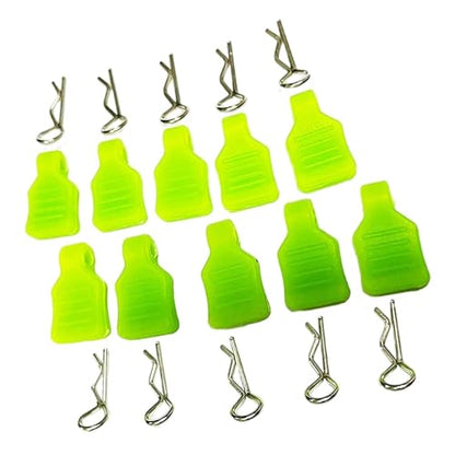 10/Set RC Body Clips R Pins with 10 Pull Tab for SCX24 1/24 1/18 Truck Crawler - color: Green