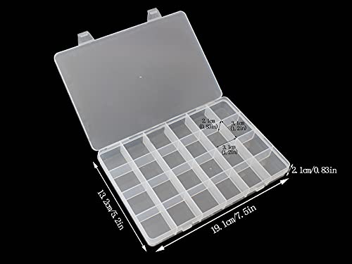 4packs Plastic Organizer Box 24 Grids Clear Storage Container Jewelry Box with Fixed Dividers for Beads Art DIY Crafts Jewelry Fishing Tackles (4pcs 24 Grids Box) - size: 4pcs 24 Grids Box