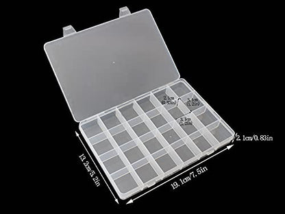 4packs Plastic Organizer Box 24 Grids Clear Storage Container Jewelry Box with Fixed Dividers for Beads Art DIY Crafts Jewelry Fishing Tackles (4pcs 24 Grids Box) - size: 4pcs 24 Grids Box