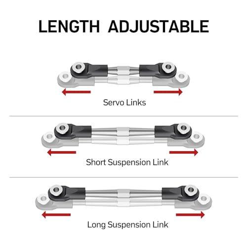 Traxxas 1/10 RC Upgrade 7Pcs Aluminum Adjustable Camber Turnbuckles Black | CNC aluminum camber turnbuckles, fit Traxxas Slash/Hoss/Rustler/Stampede 1/10 RC truck direct hop-up replacement parts