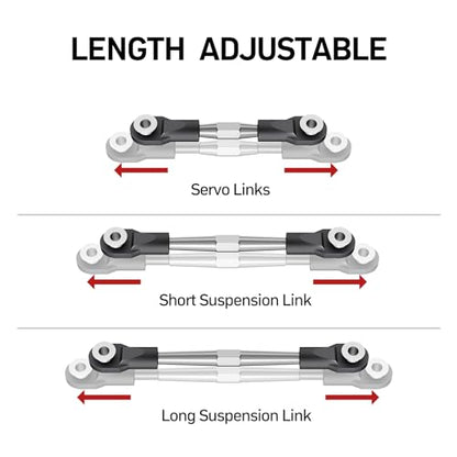 Traxxas 1/10 RC Upgrade 7Pcs Aluminum Adjustable Camber Turnbuckles Black | CNC aluminum camber turnbuckles, fit Traxxas Slash/Hoss/Rustler/Stampede 1/10 RC truck direct hop-up replacement parts