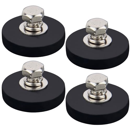 MUTUACTOR Neodymium Rubber Coated Magnets,4PCS Permanent Rubber Earth Magnet with M6 Female Threaded Hole,Non-Scratch Mounting Magnet Heavy Duty for LED Lights,Camera Mount and Signal Bases - style: 24lbs M6 Female 4pcs rubber coating