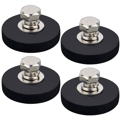MUTUACTOR Neodymium Rubber Coated Magnets,4PCS Permanent Rubber Earth Magnet with M6 Female Threaded Hole,Non-Scratch Mounting Magnet Heavy Duty for LED Lights,Camera Mount and Signal Bases - style: 24lbs M6 Female 4pcs rubber coating