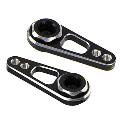 2Pack Vgoohobby Aluminum Alloy RC Double Hole 25T Steering Servo Arm Horn Compatible with Recat Axial SCX10 90046 Traxxas TRX-4 1/10 RC Crawler Climbing Car (Silver-Black) - color: Silver-black