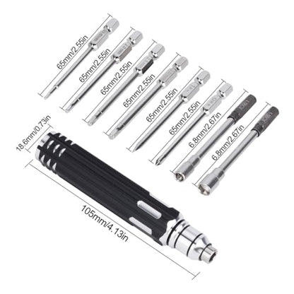 10pcs RC Model Repair Tools Kit with 1.5/2.0/2.5/3.0/4.0/5.5mm Hex Screwdrivers Wrench Phillips & Slotted Screwdriver, Metal Tray for RC Cars Helicopter Drone Boat (10pcs Kit) - color: 10pcs Kit