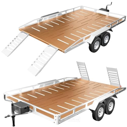 Aluminum RC Trailer for 1/10 1/8 RC Crawler TRX4 TRX6 Redca t Scout II Gen8 Tamiya Scx10 II D90 Wraith,RC Heavy Duty Truck and RC Rock Cars Trailer with RC Trailer Hook Coupler,Brown - color: Brown - (Aluminum Rc Trailer