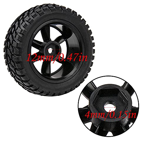 12mm Hex Hub 75mm/2.95'' Rubber Tires & Plastic Wheel Rims with Foam Compatible with HSP Tamiya HPI Kyosho 1/10 On-Road Touring Car,WLtoys 1/14 144001 RC Buggy (6-Spoke) - style: 6-Spoke