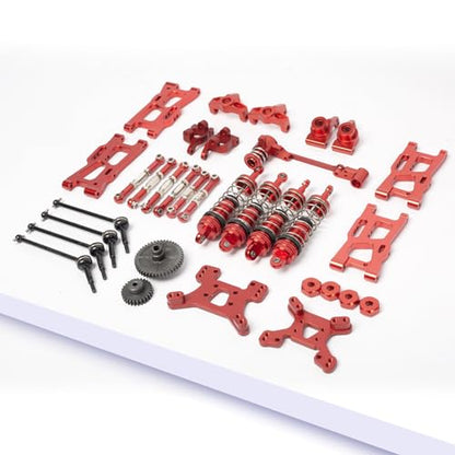 Metal Replacement Part Kit for WLtoys 1/14th, 1/12th RC Car Upgrades, Spare Aluminium Accessory Set with Screws (Red) - color: Red