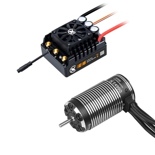 XC E4990 Motor & E6 Sensored Brushless ESC Combo for RC Car,3-8S Lipo,200A Continuous Current,Supprot APP Control,Applicable to:1/6 On-Road,Off-Road,Short Course,1/7 Monster(Heavy Load)