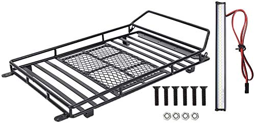 DKKY Luggage Carrier Roof Rack with LED Light Bar for 1/10 RC Crawler Car Axial SCX10 90046 TRX4（245 X 150mm）