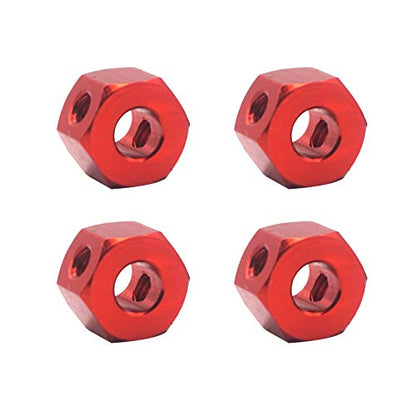 4Pack 12mm Metal Wheel Hex Hub Adapter Connector Compatible with WPL B14K C-14 C-24 1/16 MN-D90 MN-D90K MN45 MN99 1/12 RC Car Truck (Red) - color: Red