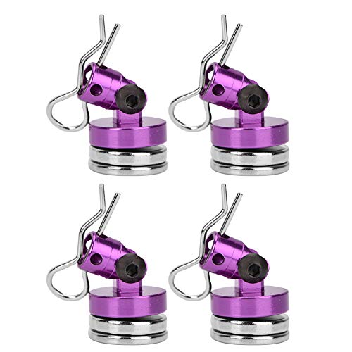 Magnetic Body Mount Kit, Invisible Magnetic Shell Post Mounting Set for SCX10 4W D HSP 1 10 RC Car, Aluminum Alloy Body Post with Slotting Design (Purple) - color: Purple
