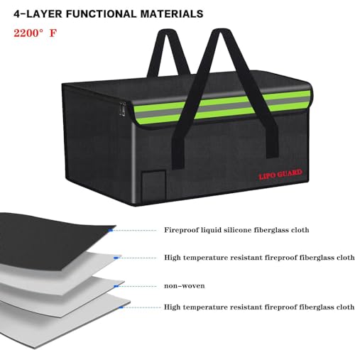 19.7"x13.8"x11.8" Ebike Battery Safe Bag Fireproof Charging Lipo Bag Large Capatity for Lipo Battery Pack Storage Charging Transport, Home Office Travel Fireproof Safe Storage Pouch - size: 500*350*300mm