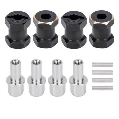15mm Brass Hex Hub Extension Adapter Upgrade for 1/10 SCX10 D90 | Fit 1/10 Axial SCX10 & D90 crawler vehicles. Widen wheel track for stability. Solid brass durable RC modification parts. - size: 15mm