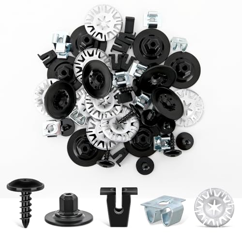 GOOACC 50Pcs Nylon Screw Grommet Kit Fender Liner & Splash Shield Nuts | Compatible for VW Audi Replace 811-807-577-C N90335006 WHT-000-713 N90775001 N10327102 - color: 50Pcs VW Audi Nut Kit Retainers