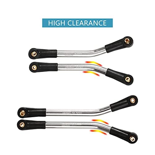 INJORA Steel 4 Links Set for SCX24 C10 JLU Bronco Base Camp 4Runner(Silver) - color: Silver