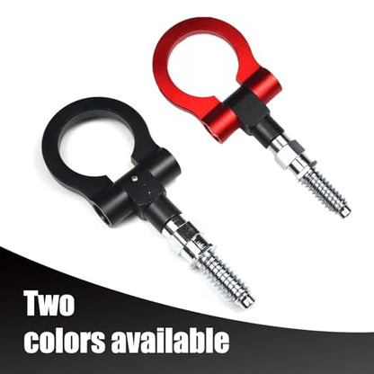 QODOLSI Pack-1 Car Front Bumper Tow Hook, Trailer Ring Replacement, Aluminum Bumper Pull Ring, Racing Recovery Hook, Screw-on Vehicle Modification Kit, for Most Cars, Trucks, Trailers (Black) - color: Black