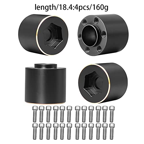 4Pcs Brass Weights 1.9 2.2 Inches Beadlock Wheels 12mm Hex Wheel Hub Widen Adapters for SCX10 TRX4 1/10 RC Crawler Upgrades (Black, 18.4mm) - color: Black, size: 18.4mm