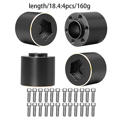 4Pcs Brass Weights 1.9 2.2 Inches Beadlock Wheels 12mm Hex Wheel Hub Widen Adapters for SCX10 TRX4 1/10 RC Crawler Upgrades (Black, 18.4mm) - color: Black, size: 18.4mm