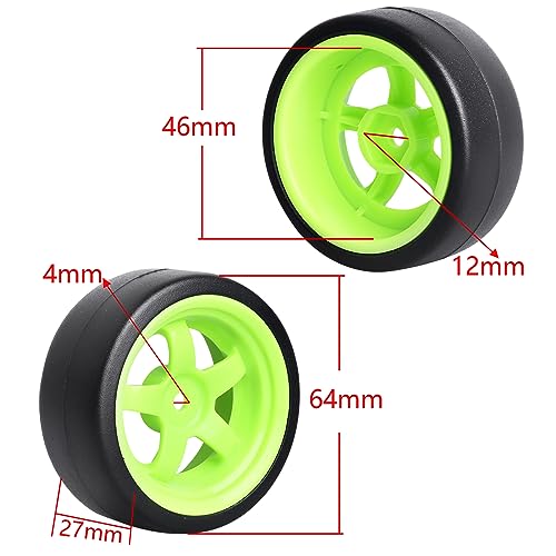 CrazayHobby RC Drift Wheels and Tires Hard Plastic Slick Tires 12mm Hex for 1/10 Traxxas 4Tec 2.0 3.0 Tamiya TT01 TT02 HPI HSP MsST On-Road Car