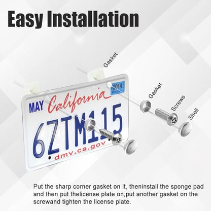 Anti-Theft License Plate Screws Kit | 1/4" M6, Tamper Resistant, Stainless Steel Bolts, Rustproof Fasteners, Front & Rear License Plate Frames, Insert Fasteners - color: Sliver