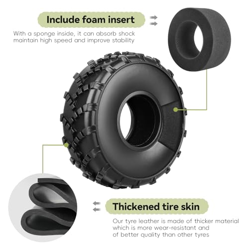 1.0 Tires Sticky - All Terrain Super S5 Soft with Foam Inserts 1/24 1/18 RC Crawler Mud Tires for Traxxas TRX4M Axial SCX24 Bronco Gladiator C10 JLU Deadbolt B17 FCX18 FCX24, 4PCS