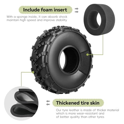 1.0 Tires Sticky - All Terrain Super S5 Soft with Foam Inserts 1/24 1/18 RC Crawler Mud Tires for Traxxas TRX4M Axial SCX24 Bronco Gladiator C10 JLU Deadbolt B17 FCX18 FCX24, 4PCS