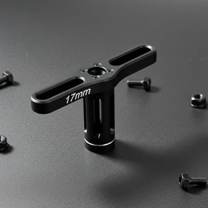 Amagogo Hexagonal Socket Wrench 17mm Nut Driver Vehicle Socket Tool Sandblasted Aluminum Finish Comfortable Grip Suitable for Tire Road Repairs, Black - color: Black