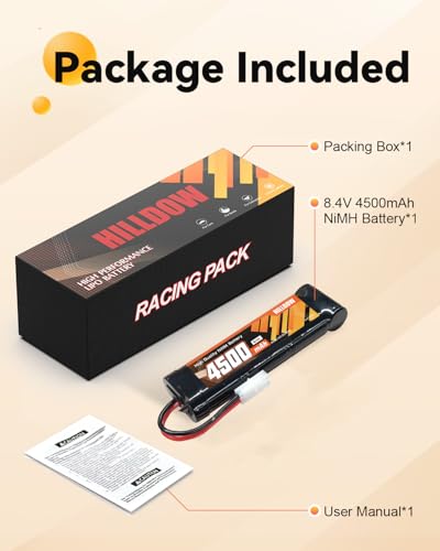 Hilldow 8.4V NiMH Battery 4500mAh High Power Battery with TMY Connector for RC Car RC Truck Racing Hobby - color: 1 PCS