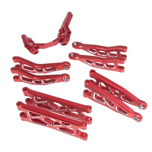 Upgrade Aluminum Front Rear Armss Compatible with 1/18 Armass Granite Grom Mega 380 Brushed 4x4 Monster Truck RTR Alloy Front Rear Suspension Hops Up（Red）