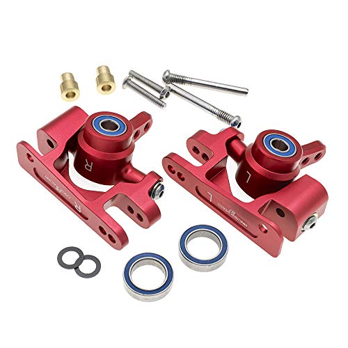 RC Alloy Caster Block&Steering Blocks for Traxxas 1/10 4X4 Slash, Stampede, Rustler 4WD -Replaces Part 6837 6832 - color: Red
