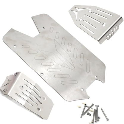 Steel Chassis Armor Front Rear Protector Skid Plate for Arrma 1/10 Vorteks 4x4 3S Blx 4WD Big Rock RC Car Upgrade Parts(Silver