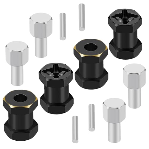 4PCS RC Hex Hub 12mm Brass Wheels Hex Hub 12mm/15mm Offset Extension Black Hex Drive Adapter Combiner Coupler Conversion Compatible with 1/10 RC Crawler Axial SCX10 90046 D90 Upgrades (15mm) - color: 15mm