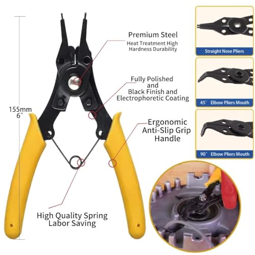 225Pcs External Retaining Rings Snap Rings Assortment Kit, 304 Stainless Steel External C-Clip Set, 15 Sizes Circlip Snap Rings M3 - M25+(Convertible Snap Ring Pliers) - size: 225pcs C-clip stainlesssteels+pliers