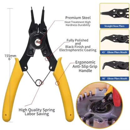 225Pcs External Retaining Rings Snap Rings Assortment Kit, 304 Stainless Steel External C-Clip Set, 15 Sizes Circlip Snap Rings M3 - M25+(Convertible Snap Ring Pliers) - size: 225pcs C-clip stainlesssteels+pliers