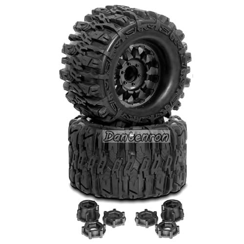 Dantenran 1/8 1/7 RC Monster Truck Tires OD 6.69" And Wheels 12mm 14mm 17mm Hex For 1:7 1:8 1:10 Off Road Truck Car Traxxas Maxx Tmaxx Summit ERevo 3.3 Arrma KRATON Notorious Outcast 6S Typhon 3S (L3)