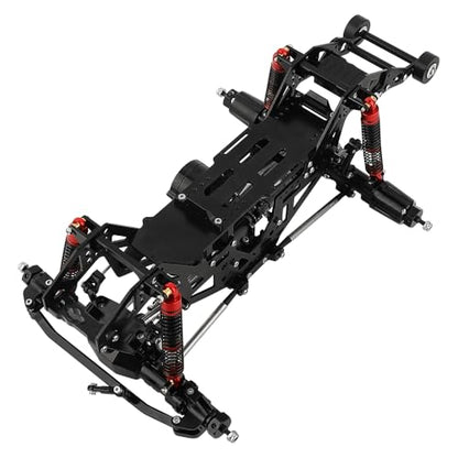 1:18 Metal Upgrade Chassis Frame with Axles Gearbox for RC LOSI Mini LMT 1/18 Digger Monster Truck Brushed RTR LOS01026 Metal Upgrade Parts (Black) - color: Black