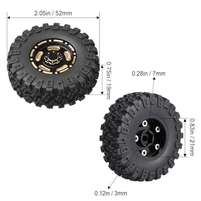 HobbyPark Brass 1.0 Beadlock Wheels & Tires for 1/18 TRX4M Upgrades Parts 1/18 SCX24 1/24 RC Crawler Replacement, Set of 4 (Type B) - style: Type B
