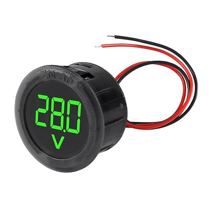 3pcs DC 4-100V LED Digital Display Circular Two-Wire Voltmeter DC Digital Voltmeter Head Display Reverse Connection Protection(Green) - color: Green