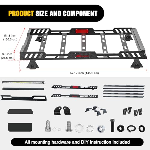 Nilight Roof Rack Cargo Basket with LED Light Bar Compatible with 2007-2026 Wrangler JK JL Unlimited & Gladiator JT 4 Door Hardtop, JKU JLU Luggage Rooftop Storage Carrier - color: JK/JL/JT Roof Rack