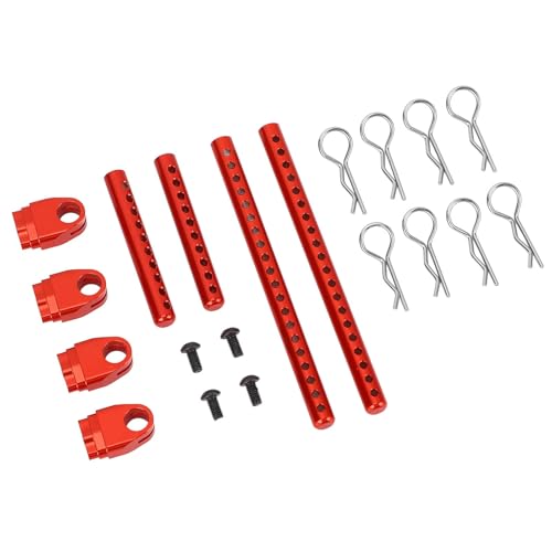 RC Car Body Posts, Enhanced Durability, Secure Fit, 1/10 Scale Metal Mounts, 4PCS Aluminum Upgrade Mounts Red, for RC ho - color: Red