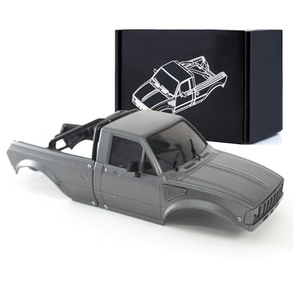 1/24 Pickup Truck Hard Body with Rear Cage Frame Wheelbase 133mm for 1/24 RC Crawler Axial SCX24 Bronco/Wrangler/C10/Base Camp Shell Upgrade (Grey) - color: Grey