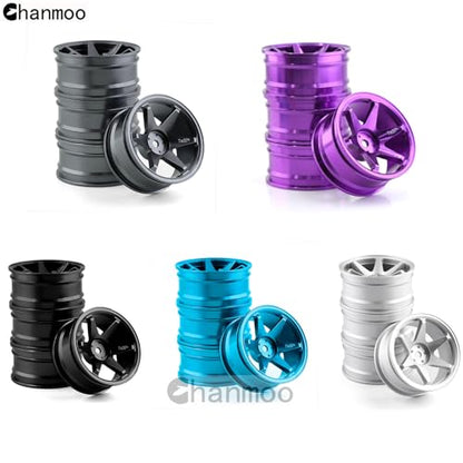 1/10 RC On Road Wheels Rims 12mm Hex Alloy Aluminum Drift Hubs for 1:10 Scale Rally Racing Car Tires Tamiya TT01 TT02 XV01 TA06 A959 PTG2 HPI KYOSHO HSP PTG2 Touring Street Tyres 4PCS (Black) - color: Black