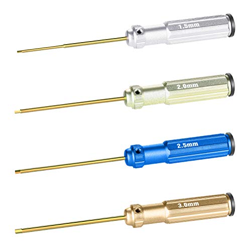 NEEWER Set of 4 Hexagonal Screwdrivers Made of Titanium Nitride | With Coloured Handles, Compatible with 1.5, 2, 2.5 and 3mm Screws.