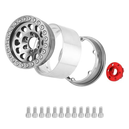 Aluminum 1.9 Beadlock Wheels Rims for 1/10 RC Crawler Axial SCX10 I II III Capra TRX4 TRX6 VS4-10 Gen8 MST CFX Upgrades Parts (Titanium) - color: Titanium