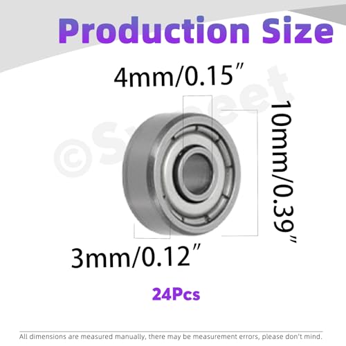 Swpeet 24Pcs 623ZZ Ball Bearings Assortment Kit, 3 x 10 x 4mm Carbon Steel Deep Groove Bearings, Miniature Bearings, Double Shielded ﻿ - size: 623ZZ-24PCS, style: Carbon Steel