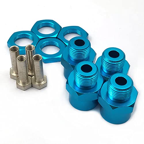FainWan 4Pcs 12mm to 17mm Wheel Hex Hub Adapter Conversion Extension for 1/10 RC Car Upgrade 1/8 Tires/Off-Road/Short Card/Big Foot tire(Blue)